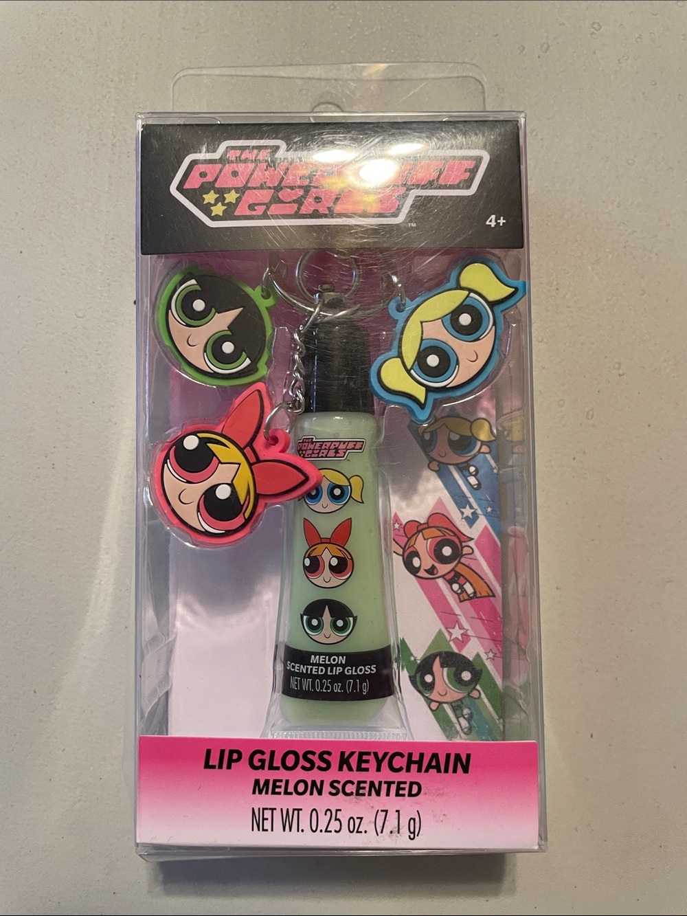 Powerpuff Girls Melon Scented Lip Gloss Keychain - Pink & Green Melon NWT